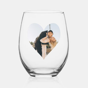 Verre À Vin Sans Pied Couples personnalisés Mariage de texte photo