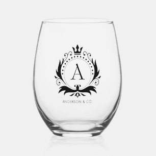 Verre À Vin Sans Pied Couronne de luxe noire