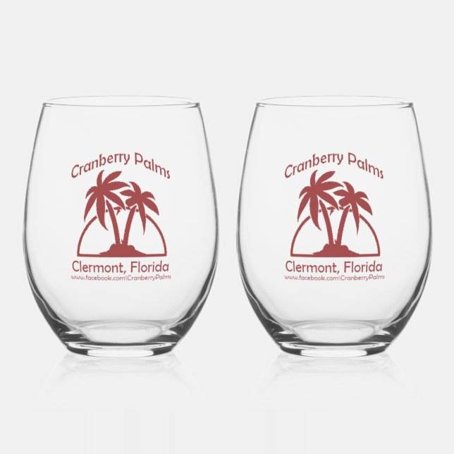 Verre À Vin Sans Pied Cranberry Palms Stemless Wine Glasses (Recto)