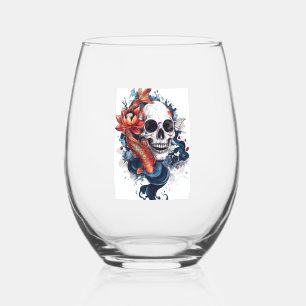 Verre À Vin Sans Pied Crâne et sérénité du Koi