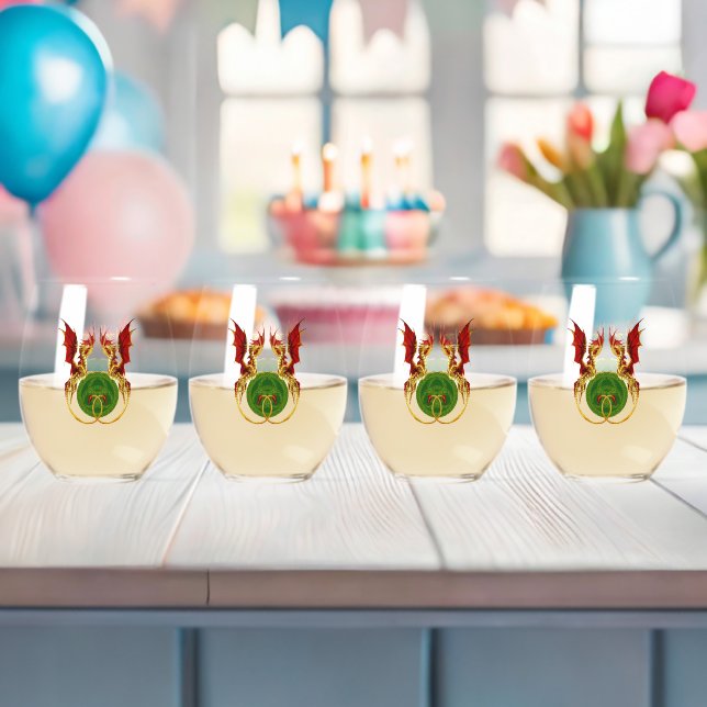 Verre À Vin Sans Pied Crescent Céleste Lune Et Dragons (Insitu (Baby Shower))