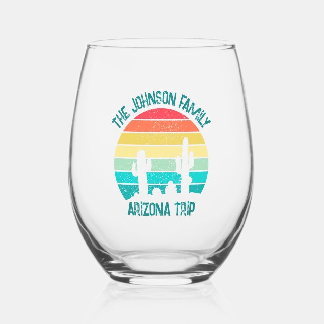 Verre À Vin Sans Pied Custom Cactus Sunset Arizona Desert Triage (Recto)
