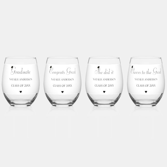 Verre À Vin Sans Pied Custom Class of 2026 Graduation Drinkware Set (Recto)