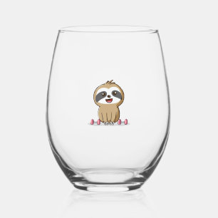 Verre À Vin Sans Pied Cute Chibi Sloth Exercice � Funny Kawaii Gym Anima