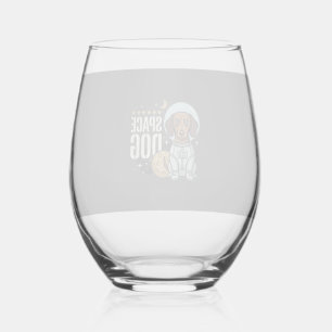 Verre À Vin Sans Pied Dachshund Chien Spatial Astronaute Vecteur