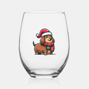 Verre À Vin Sans Pied Dachshund Elegance Christmas Anticipation Classic