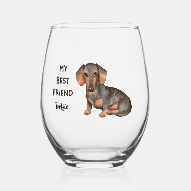 Verre À Vin Sans Pied Dachshund My Best Friend Custom Name  (Verso)