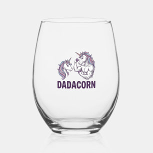 Verre À Vin Sans Pied Dadacorn Funny Licorne Papa Conception De T-Shirt
