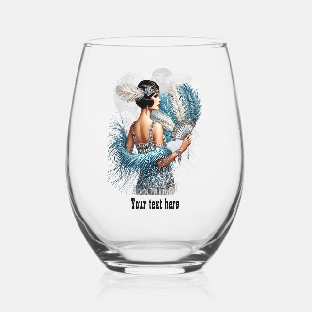 Verre À Vin Sans Pied Dame Art Déco élégante personnalisable  (Recto)