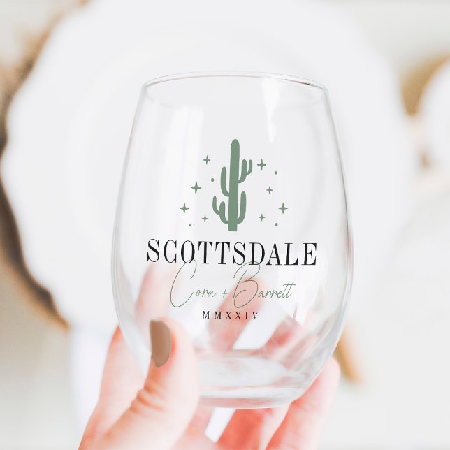Verre À Vin Sans Pied Desert Cactus Destination Mariage Bienvenue (Créateur téléchargé)