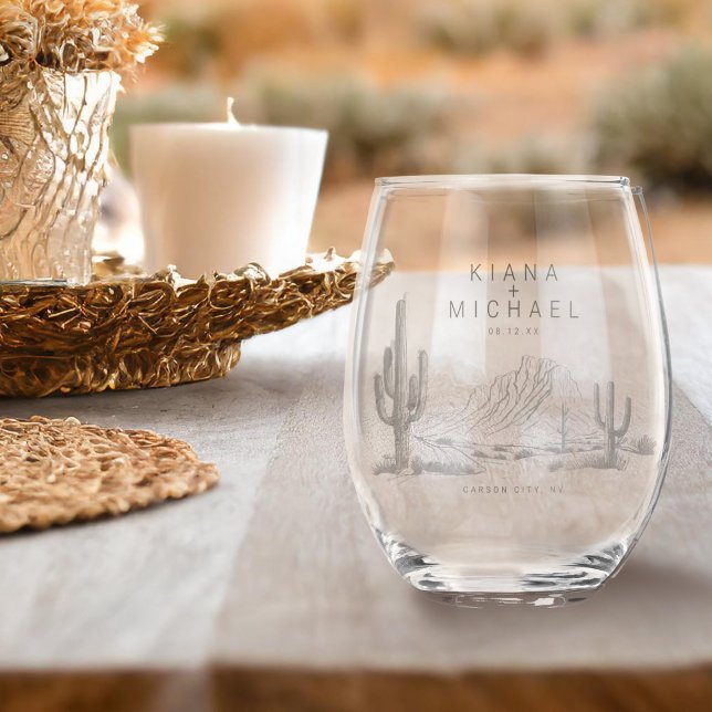 Verre À Vin Sans Pied Desert Vibes Mariage Welcome ID1019 (Créateur téléchargé)