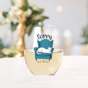 Verre À Vin Sans Pied Désolé, j'ai des plans. Cadeau drôle pour amateur 