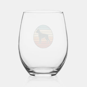 Verre À Vin Sans Pied Dessin vectoriel de gravure de chien Boxer au couc
