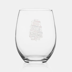 Verre À Vin Sans Pied Dieu Bénisse l'Amérique Conception Vectorielle Pat