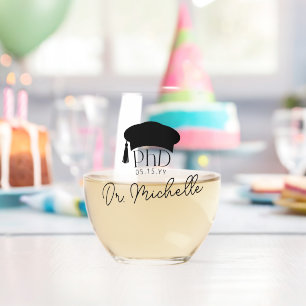Verre À Vin Sans Pied Diplôme de doctorat PhD personnalisé Dr Graduation