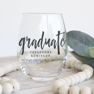 Verre À Vin Sans Pied Diplômé esquissé   Classe de 2025 Graduation