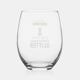 Verre À Vin Sans Pied Doberman Pailleté Conception Vintage de Amateur de