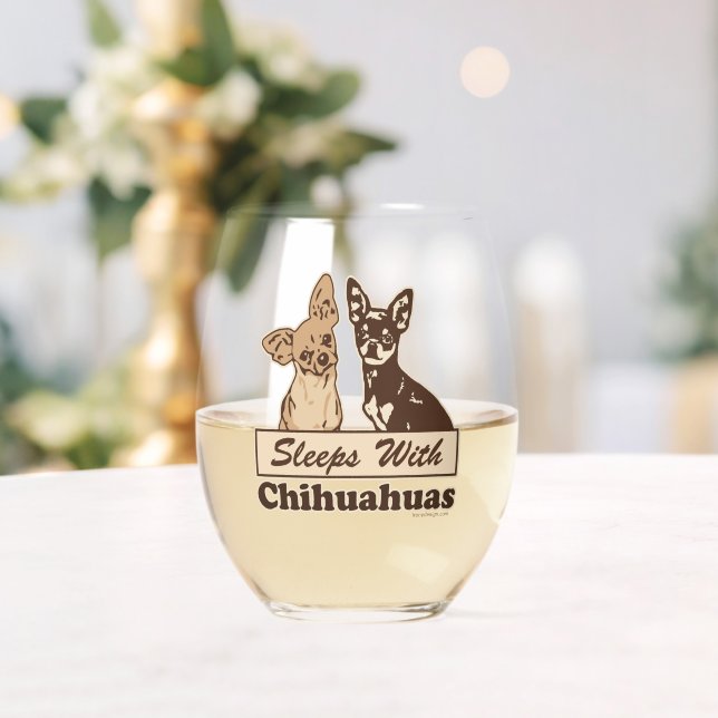 Verre À Vin Sans Pied Dors Avec Chihuahuas (Insitu (Mariage))