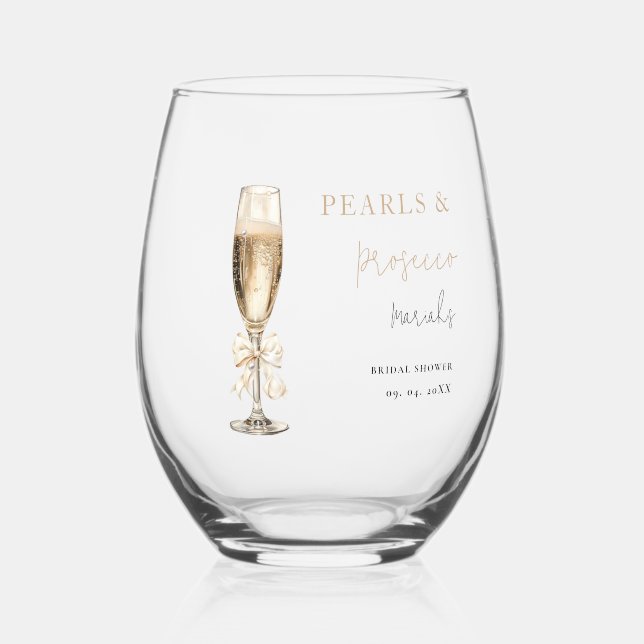 Verre À Vin Sans Pied Douche nuptiale Pearl & Prosecco (Recto)