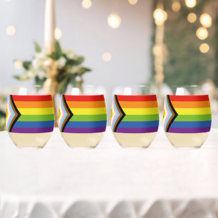 Verre À Vin Sans Pied Drapeau de fierté intersexe de SlipperyJoe's fond