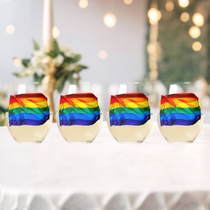 Verre À Vin Sans Pied Drapeau de la fierté gay de SlipperyJoe's flottant