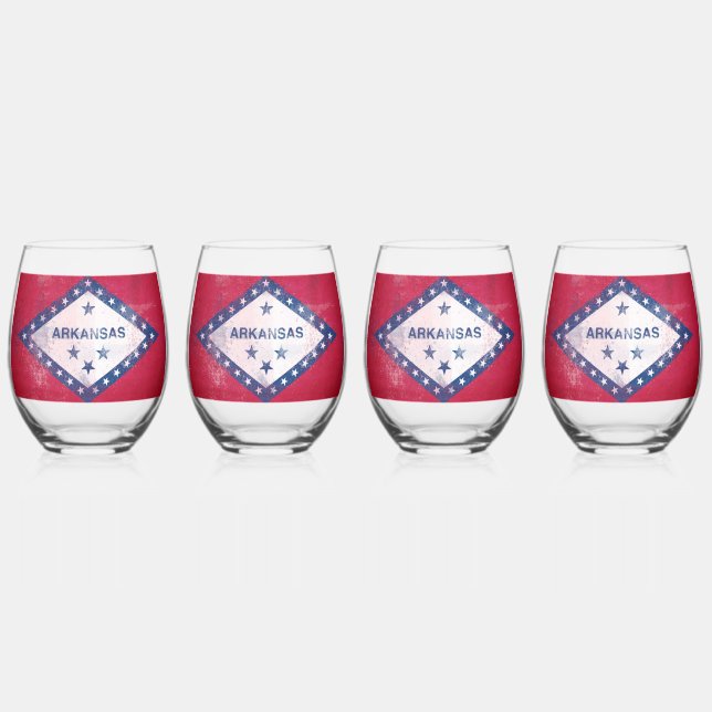 Verre À Vin Sans Pied Drapeau de l'Arkansas (Gauche)