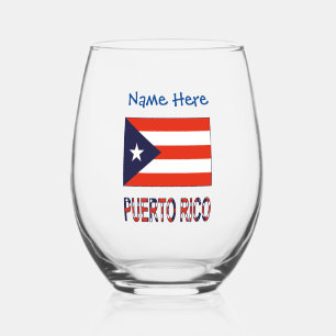 Verre À Vin Sans Pied Drapeau de Porto Rico Porto Rico Bleu Personnalisa