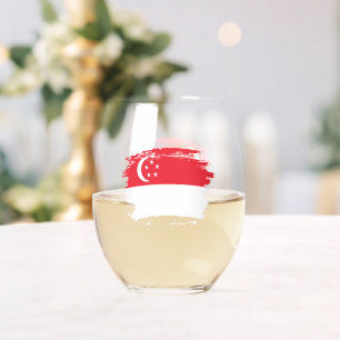 Verre À Vin Sans Pied Drapeau de Singapour