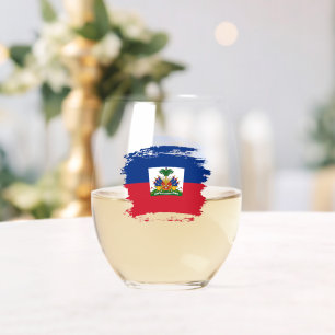 Verre À Vin Sans Pied Drapeau Haïti