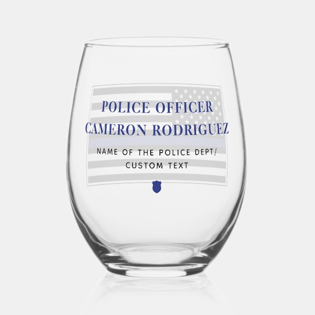Verre À Vin Sans Pied Drapeau personnalisé de l'officier de police de la (Verso)