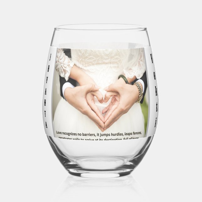 Verre À Vin Sans Pied Drinkware wedding  photo with Name (Recto)