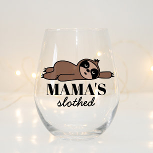 Verre À Vin Sans Pied Drôle Drunk Sloth Cadeau Pour Maman Qui Aime Boire