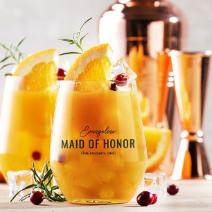 Verre À Vin Sans Pied Drôle Maid of Honor Nom de la proposition