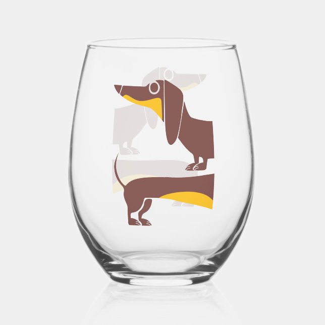 Verre À Vin Sans Pied Drôle mignon dachshund pour parent chien long (Recto)