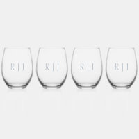 Dusty Blue Monograms Minimal Mariage Cadeau Favori