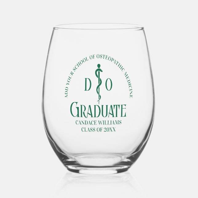 Verre À Vin Sans Pied Ecole Médicale ostéopathique verte (Recto)
