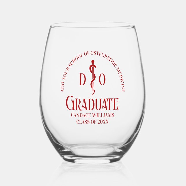 Verre À Vin Sans Pied Ecole Médicale rouge ostéopathique (Recto)