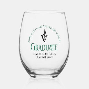 Verre À Vin Sans Pied Ecole Vétérinaire Verte sur mesure