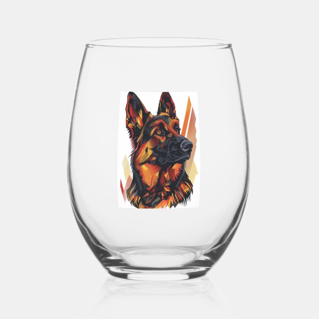 Verre À Vin Sans Pied Elégance et Canine Grace bergers allemands (Recto)