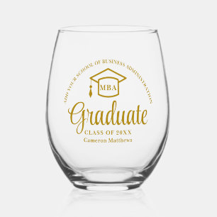 Verre À Vin Sans Pied Elégant Gold Business School MBA