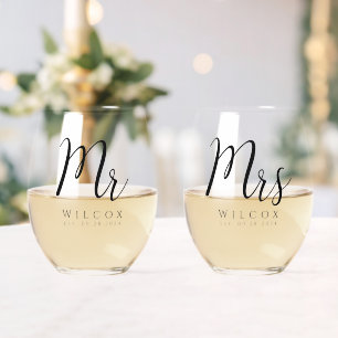 Verre À Vin Sans Pied Élégant M. & Mme