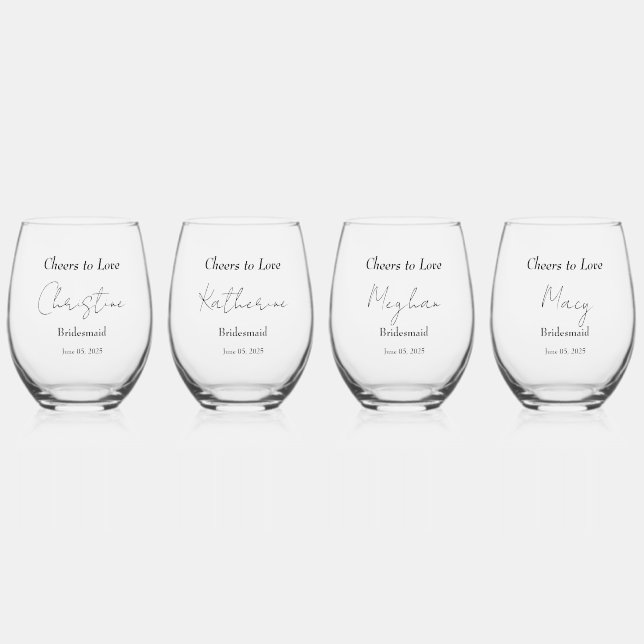 Verre À Vin Sans Pied Élégant Mariage d'accolade florale (Recto)