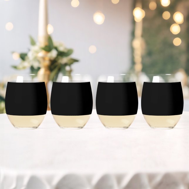 Verre À Vin Sans Pied Élégant Noir Uni (Insitu (Mariage))