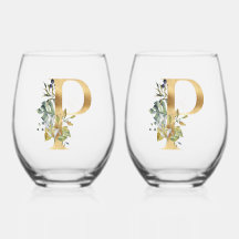 Elégant or décoratif initial P avec verdure