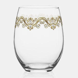 Verre À Vin Sans Pied Élégant Or Diamant