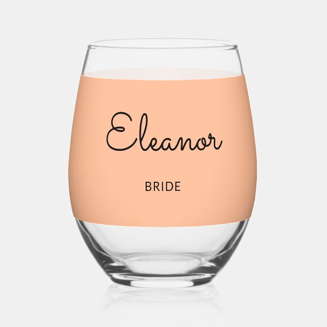 Verre À Vin Sans Pied Élégant personnalisé Monogramme Mariage mariée (Recto)