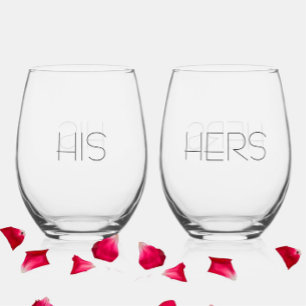 Verre À Vin Sans Pied Élégant "Ses + Heures" Couples