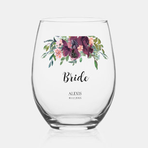 Verre À Vin Sans Pied Élégante fête de mariée florale