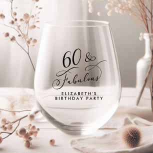 Verre À Vin Sans Pied Élégante fête du 60e anniversaire