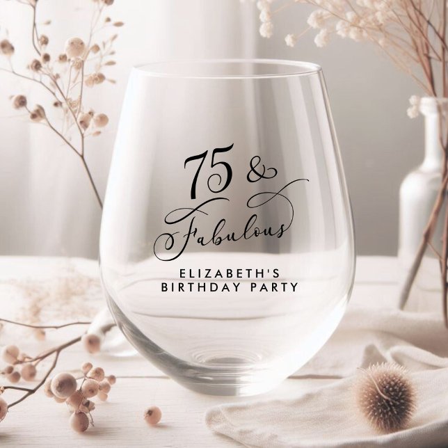 Verre À Vin Sans Pied Élégante fête du 75e anniversaire (Créateur téléchargé)